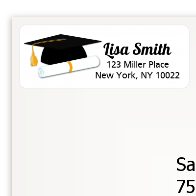 Graduation Cap Black - Graduation Party Return Address Labels