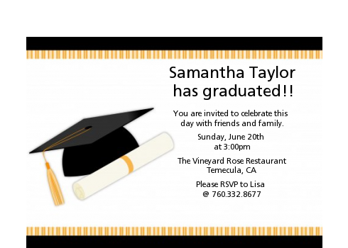  Graduation Cap - Graduation Party Petite Invitations black & gold