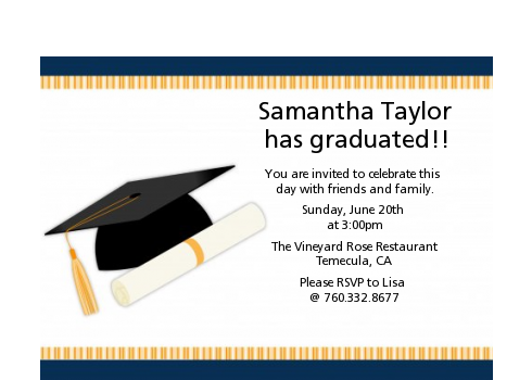  Graduation Cap - Graduation Party Petite Invitations black & gold