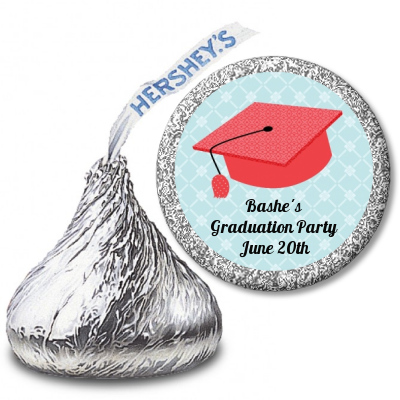 Graduation Cap Red - Hershey Kiss Graduation Party Sticker Labels