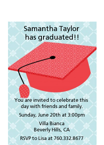 Graduation Cap Red - Graduation Party Petite Invitations