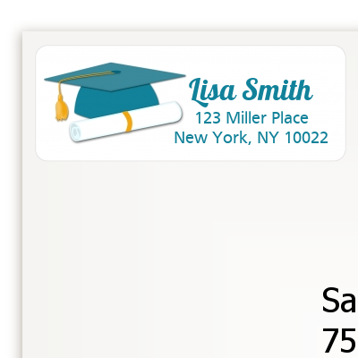 Graduation Cap Teal - Graduation Party Return Address Labels