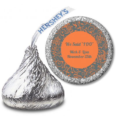 Grey & Orange - Hershey Kiss Bridal Shower Sticker Labels