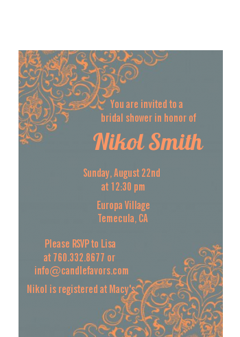 Grey & Orange - Bridal Shower Petite Invitations