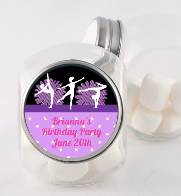  Gymnastics - Personalized Birthday Party Candy Jar Option 1