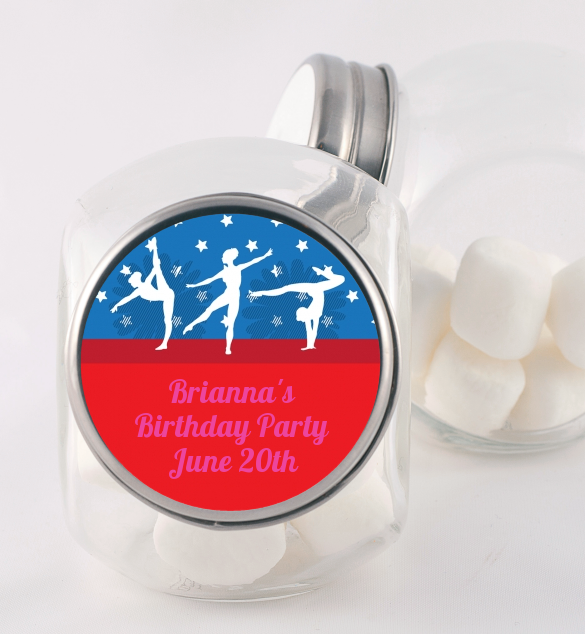  Gymnastics - Personalized Birthday Party Candy Jar Option 1