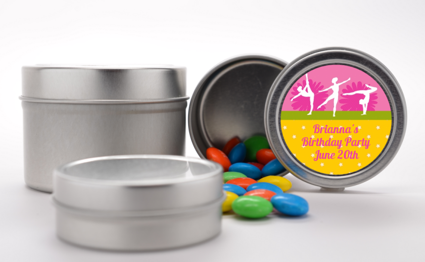  Gymnastics - Custom Birthday Party Favor Tins Option 1