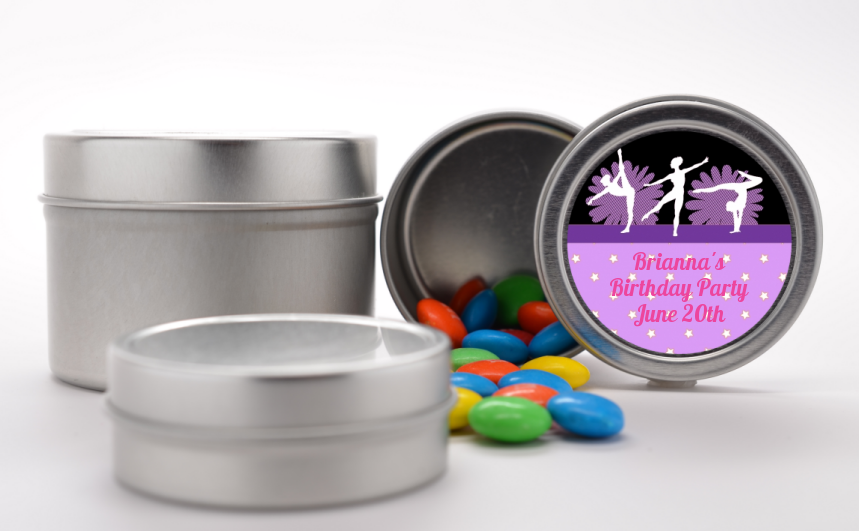  Gymnastics - Custom Birthday Party Favor Tins Option 1