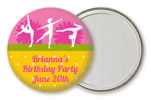  Gymnastics - Personalized Birthday Party Pocket Mirror Favors Option 1