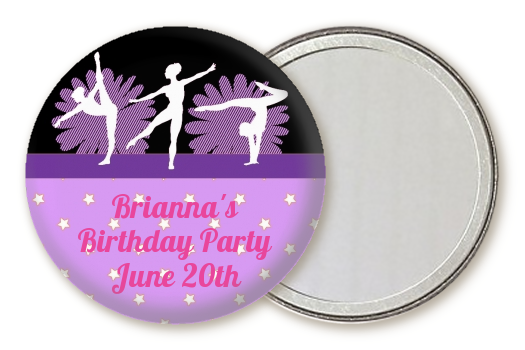  Gymnastics - Personalized Birthday Party Pocket Mirror Favors Option 1