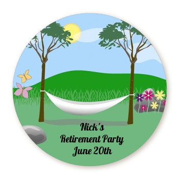  Hammock - Round Personalized Retirement Party Sticker Labels 
