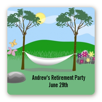 Hammock - Square Personalized Retirement Party Sticker Labels