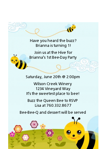 Happy Bee Day - Birthday Party Petite Invitations