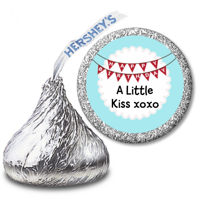 Happy Birthday Banner - Hershey Kiss Birthday Party Sticker Labels