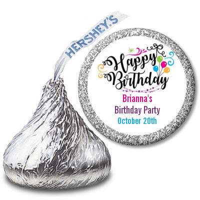 Happy Birthday - Hershey Kiss Birthday Party Sticker Labels