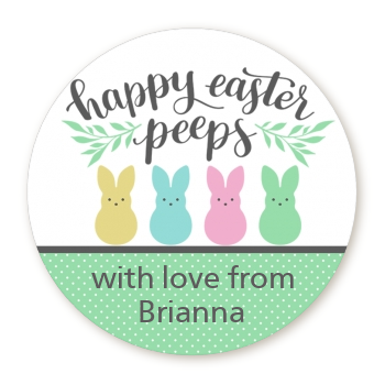  Happy Easter Peeps - Round Personalized Holiday Party Sticker Labels Green