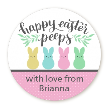  Happy Easter Peeps - Round Personalized Holiday Party Sticker Labels Green