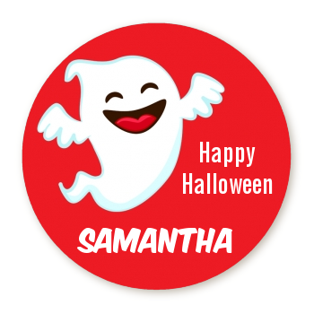 Happy Ghost - Round Personalized Halloween Sticker Labels 