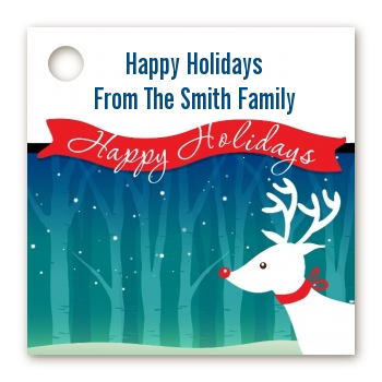Happy Holidays Reindeer - Personalized Christmas Card Stock Favor Tags