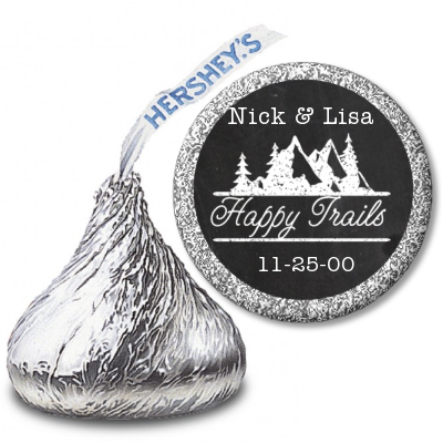 Happy Trails - Hershey Kiss Bridal Shower Sticker Labels