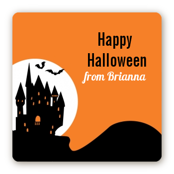 Haunted House - Square Personalized Halloween Sticker Labels