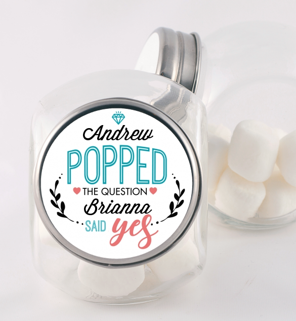 He Popped The Question - Personalized Bridal Shower Candy Jar Option 1
