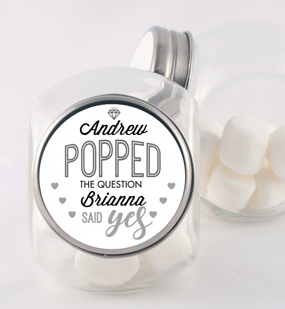  He Popped The Question - Personalized Bridal Shower Candy Jar Option 1