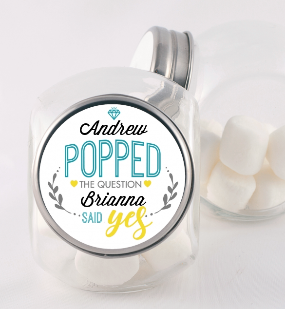  He Popped The Question - Personalized Bridal Shower Candy Jar Option 1