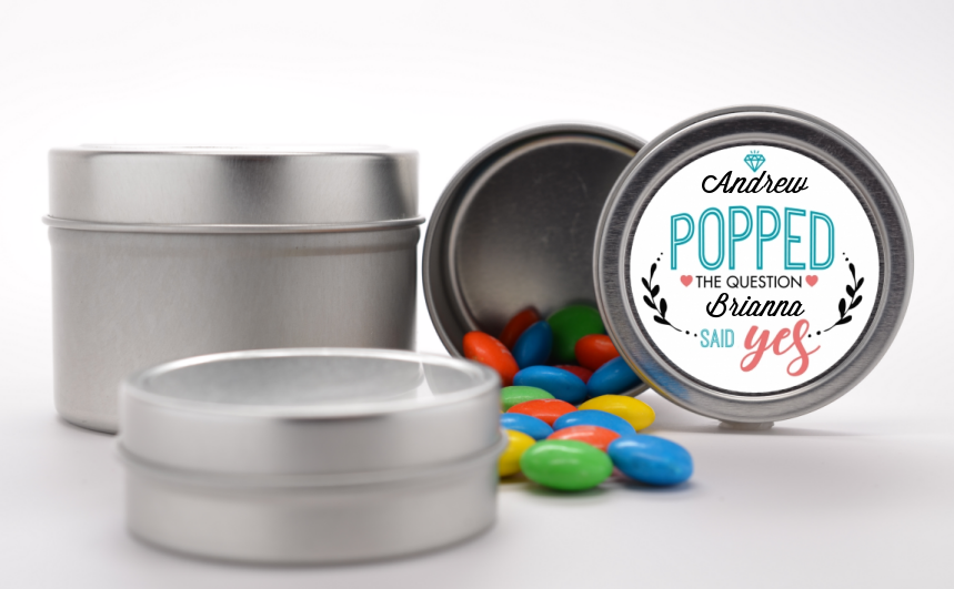  He Popped The Question - Custom Bridal Shower Favor Tins Option 1