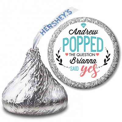  He Popped The Question - Hershey Kiss Bridal Shower Sticker Labels Option 1