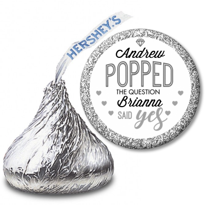  He Popped The Question - Hershey Kiss Bridal Shower Sticker Labels Option 1