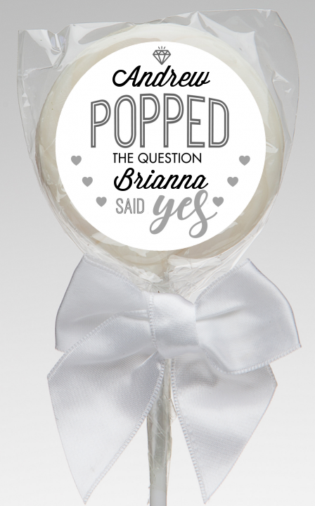  He Popped The Question - Personalized Bridal Shower Lollipop Favors Option 1