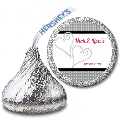 Hearts - Hershey Kiss Bridal Shower Sticker Labels