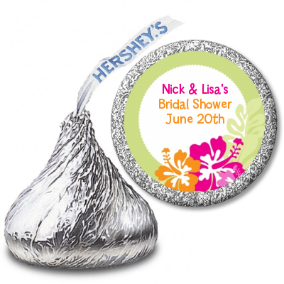 Hibiscus - Hershey Kiss Bridal Shower Sticker Labels