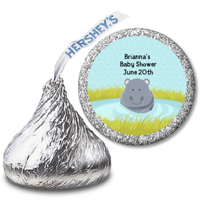 Hippopotamus Boy - Hershey Kiss Baby Shower Sticker Labels