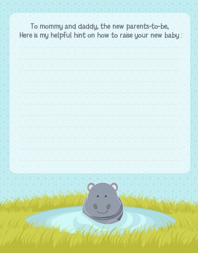 Hippopotamus Boy - Baby Shower Notes of Advice