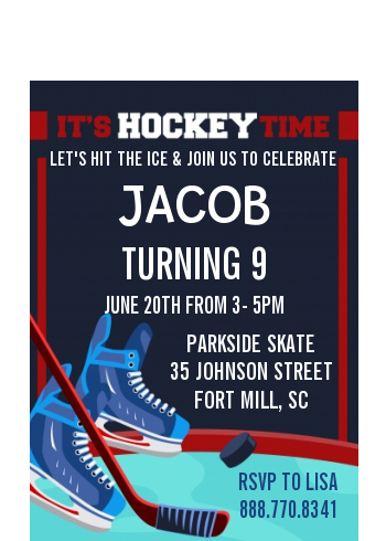 Hockey - Birthday Party Petite Invitations