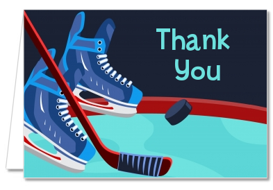 Hockey - Birthday Party Thank You Cards