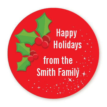  Holly - Round Personalized Christmas Sticker Labels 