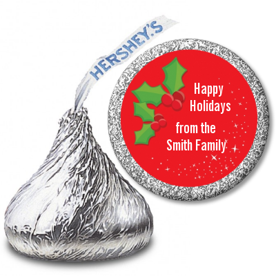 Holly - Hershey Kiss Christmas Sticker Labels