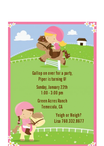 Horseback Riding - Birthday Party Petite Invitations