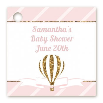 Hot Air Balloon Gold Glitter - Personalized Baby Shower Card Stock Favor Tags