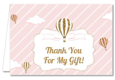 Hot Air Balloon Gold Glitter - Baby Shower Thank You Cards