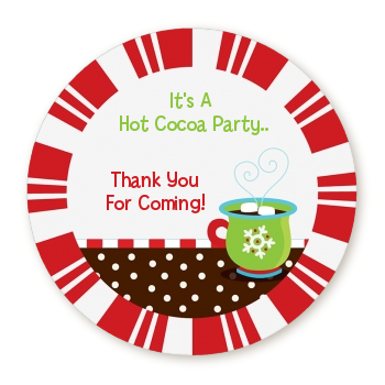  Hot Cocoa Party - Round Personalized Christmas Sticker Labels 