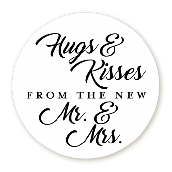  Hugs & Kisses - Round Personalized Bridal Shower Sticker Labels Option 1