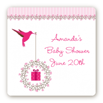 Hummingbird - Square Personalized Baby Shower Sticker Labels