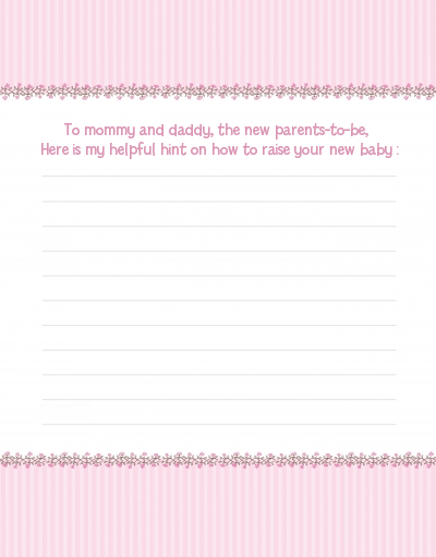 Hummingbird - Baby Shower Notes of Advice