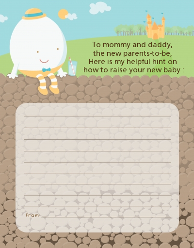 Humpty Dumpty - Baby Shower Notes of Advice