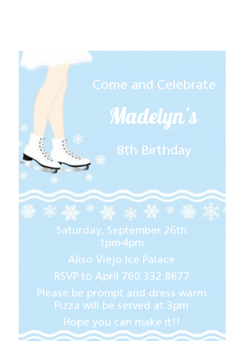 Ice Skating with Snowflakes - Birthday Party Petite Invitations