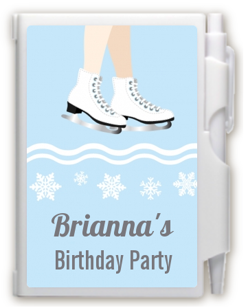 Ice Skating with Snowflakes - Birthday Party Personalized Notebook Favor